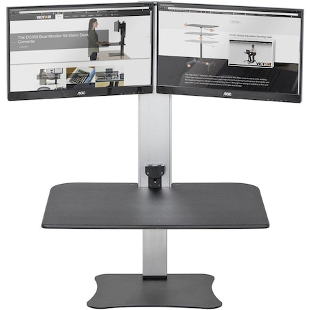 Victor Technology Standing Desk Converter, f/2 Monitors, 28"x23"x1" to 20", BK/AM VCTDC450